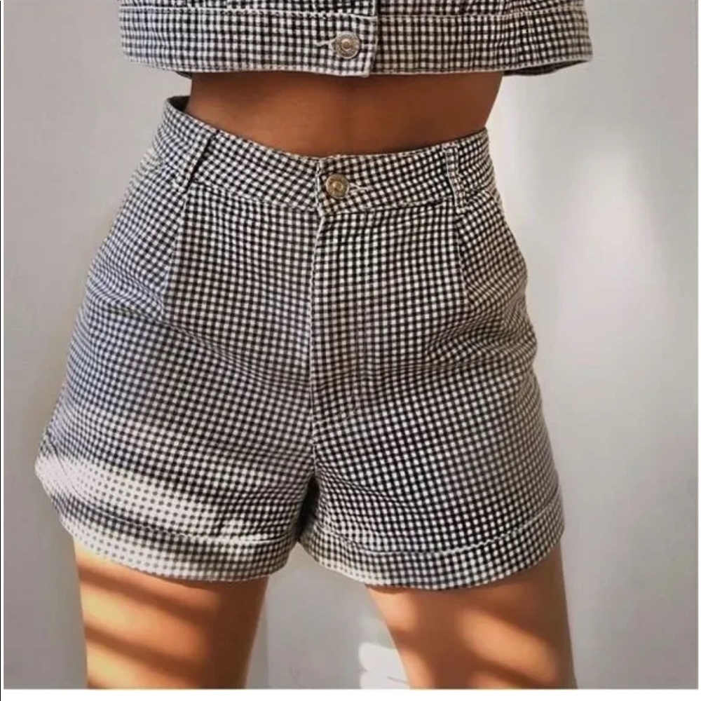 ZARA gingham jean shorts